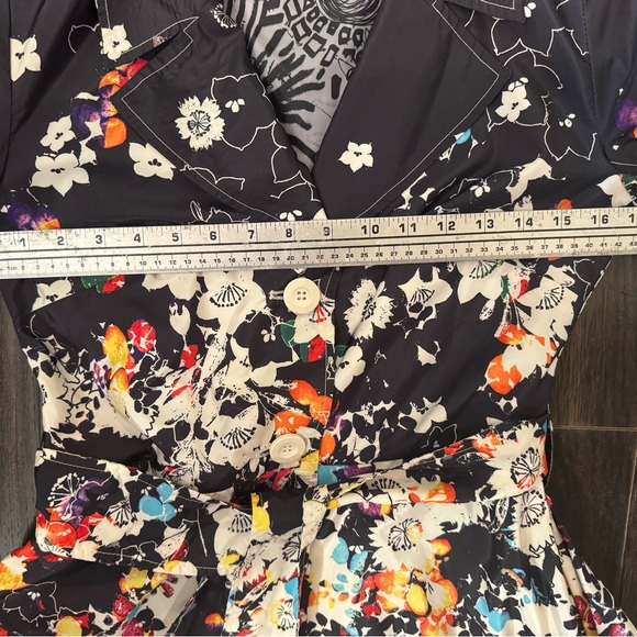 Desigual Floral Trench Coat - Black and Cream - Picture 6 of 16